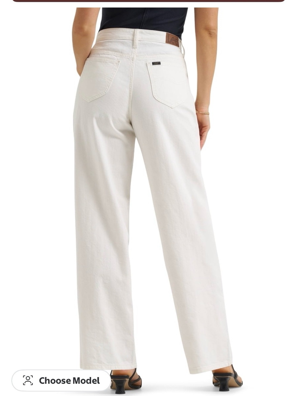 Lee white mid rise straight textured jeans size 14